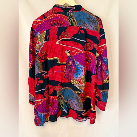 S.A. Rose Red and Purple Women's Geisha Girl Blouse AWESOME! - Picture 4 of 4